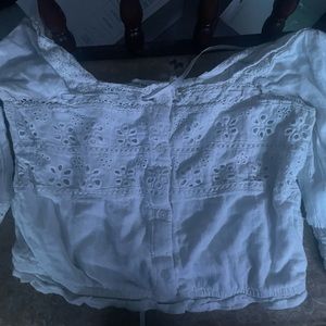 cropped white half sleeve top, flowers